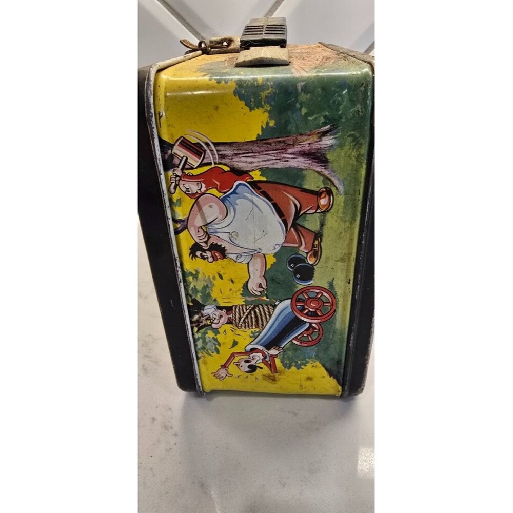 Vintage Popeye Metal Lunchbox By Thermos Co. With Colorful Cartoon Scenes Black - Picture 2 of 7